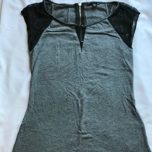 Gray with Black Lace Sleeves.